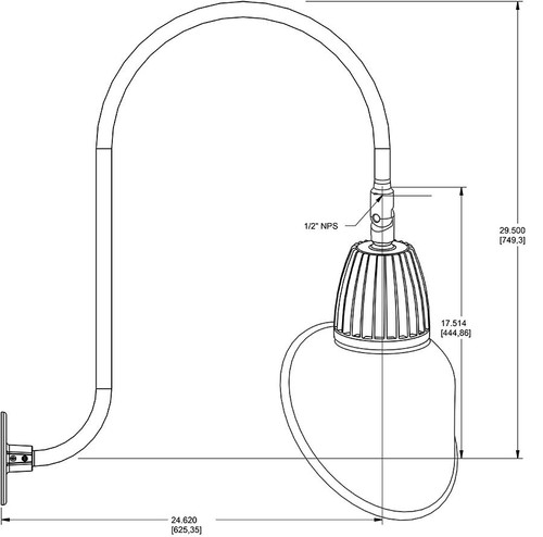 GN3LED26NACB Decorative 877 Lumens Gooseneck 26W 4000K Up Curve 30 Inches