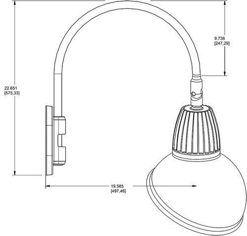 GN4LED26YRADB Decorative 809 Lumens Gooseneck 26W 3000K 20 Inches High