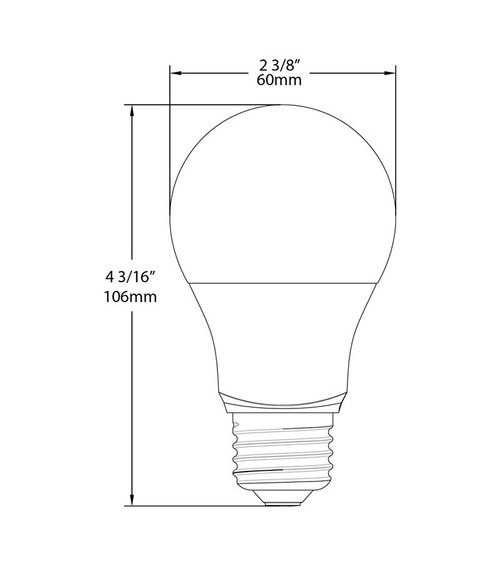 A19-10-E26-830-DIM A-line Bulbs 800 Lumens LED A19 10W 60EQ E26 CRI80 3000K Dimmable