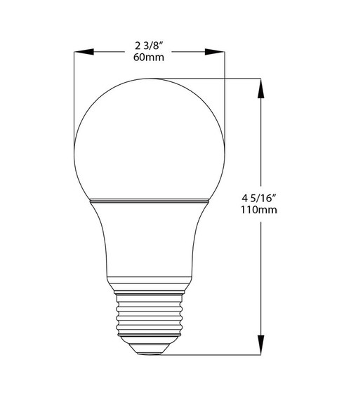 A19-9-E26-830-ND LED Bulb A19 9W 60EQ 800LM E26 CRI80 3000K Non-dim