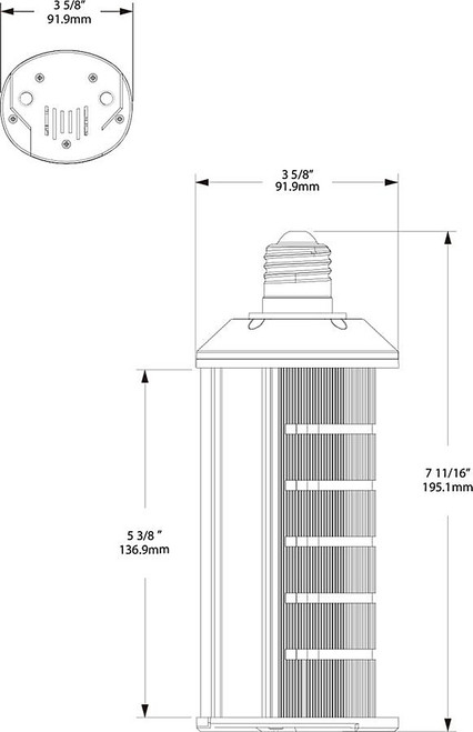 HID-40-H-E26-850-BYP-WP HID Replacements 6200 Lumens HID Wallpack 40W 200EQ E26 CRI