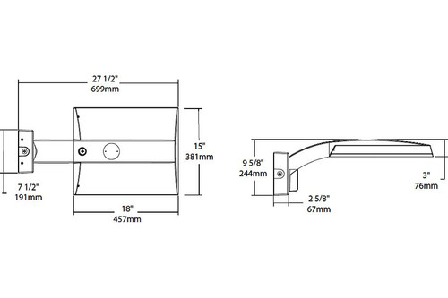 IVAT5S-75LWM730GU/WS4 Area Lights 7366 Lumens IVAT5S Type V Square 67W Wall Mount 70CRI