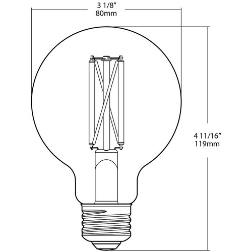 LCBG25-6-E26-9TW-F-C-SS Smart Lamps 800 Lumens LCBG25 6W E26 60EQ CRI90 2200-4500K Tunable