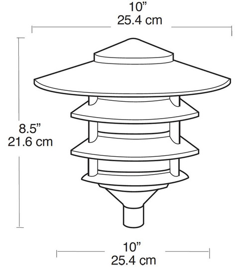 LL23B Landscape 1650 Lumens Lawn Light 4 Tier 10 Inches Top Incandescent Line Drawing