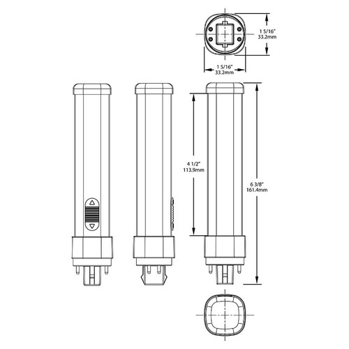 PLC-9.5-H-8FA-DIR Compacts 960/1020/1050 Lumens Plc 9.5W Horizontal 80CRI 3000/3500/4000K