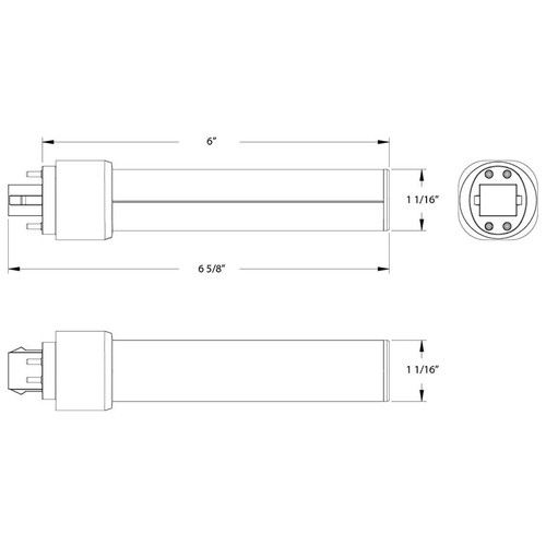 PLC-9-H-827-DIR Compacts 1000 Lumens Plc 9W Horizontal 80CRI 2700K Ballast Compatible