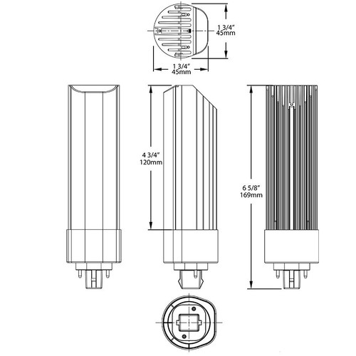 PLT-15.5-H-830-BYP Compacts 1800 Lumens PLT 15.5W Horizontal 80CRI 3000K Ballast