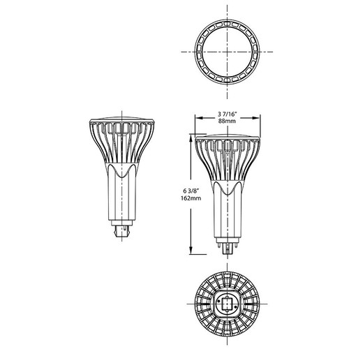 PLT-16.5-V-830-BYP Compacts 1850 Lumens PLT 16.5W Vertical 80CRI 3000K Ballast Bypass