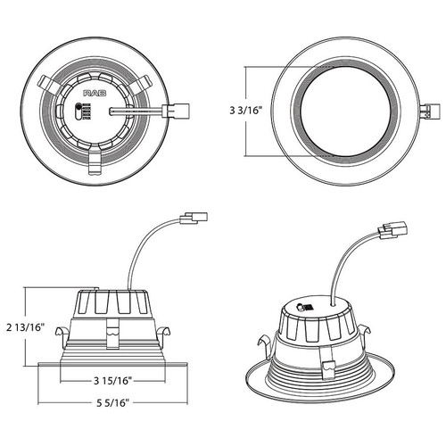 R4R109FA120WB Dl Res 4" Round 10W 1000LM E26 92CRI 5CCT 120V Baffle