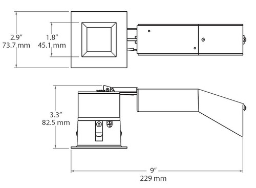 RDLED2S8-30YN-TLB Recessed Downlights 684 Lumens RDLED2S8 2 Inch Square 8W 30 Degree