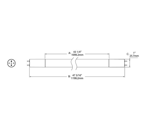 T8-17-48G-850-DE-BYP Linear Tubes 2200 Lumens T8 17W 4 Feet Glass 80CRI 5000K Double