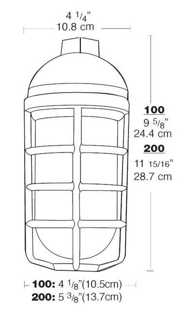 VP100DGB-3/4 Vaporproof 100 Pendant 3/4 Inch Black Glass Globe Cast Guard