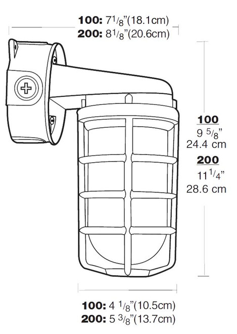 VXBR200DG Vaporproof VXBR 200W Wall Bracket 4 Inches Box 1/2 Inch