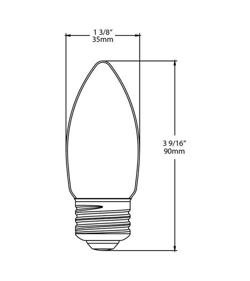 B11-3-E26-927-F-F Decorative 300 Lumens B11 3W Base E26 90CRI 2700K Filament Frosted