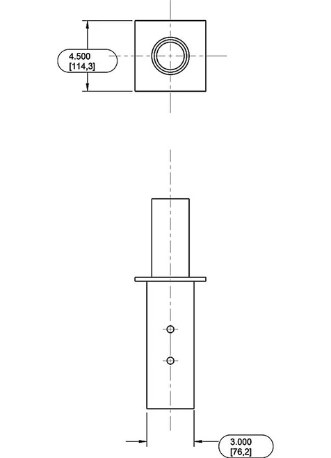BAD4 Poles Pole Adaptor For 2 3/8 Inches Tenon To 4 Inches Square