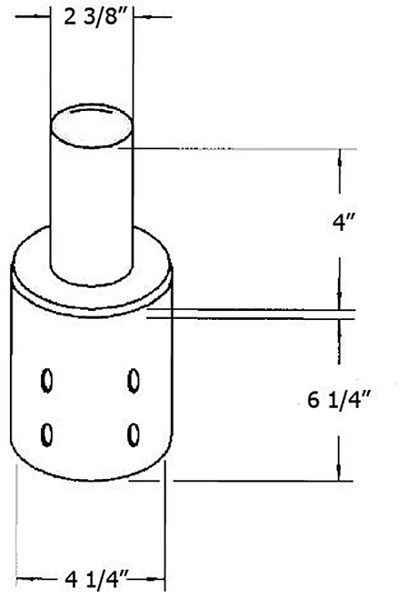 BRAD4 Poles Pole Adaptor For 2 3/8 Inches Tenon To 4 Inches Round Pole