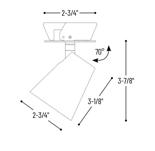 NIOP-1RTC40XBB 1" Ipoint Monopoint Luminaire Round Cone 900LM 4000K 90+CRI Black Line Drawing