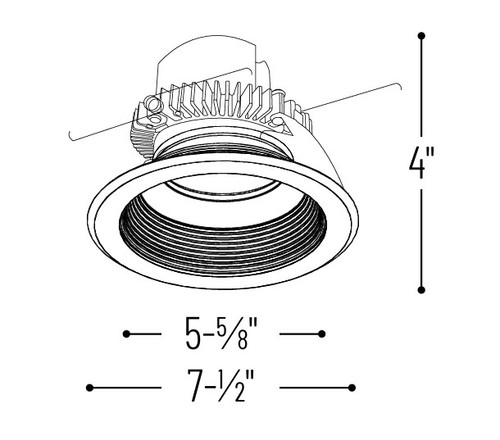 NLCBC2-65230WW/A 6" Cobalt Click LED Retrofit Baffle 750LM / 10W 3000K White Baffle Line Drawing