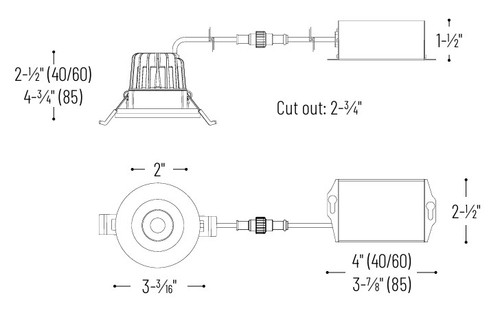 NM2-2RDC4027BB 2" M2 Round LED Downlight 400LM / 6W 2700K 120V Matte Black