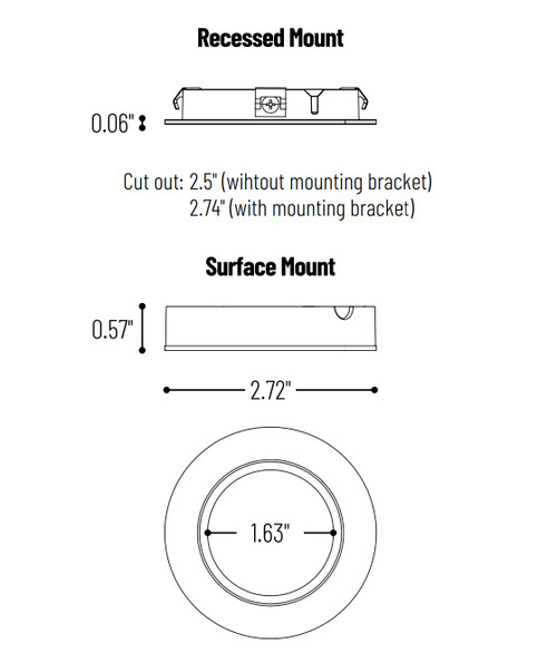 NMP2-LED27BZ 24V Josh LED Puck Light 300LM / 2700K Bronze Finish Line Drawing