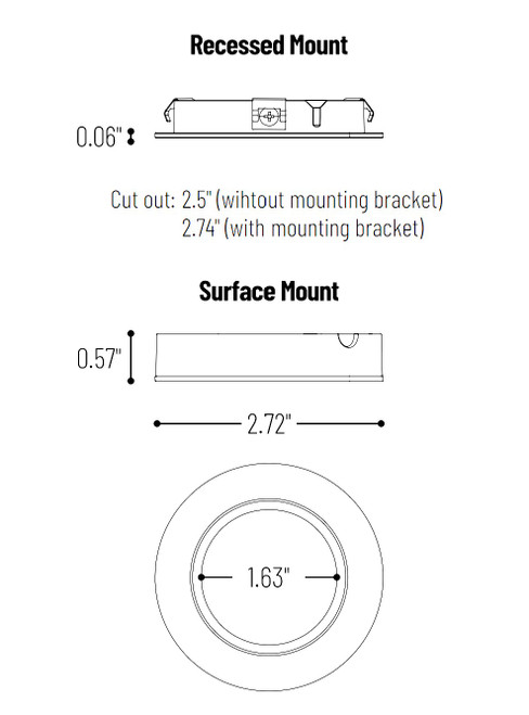 NMP-LED30BN 12V Josh LED Puck Light 300LM / 3000K Brushed Nickel Finish Line Drawing