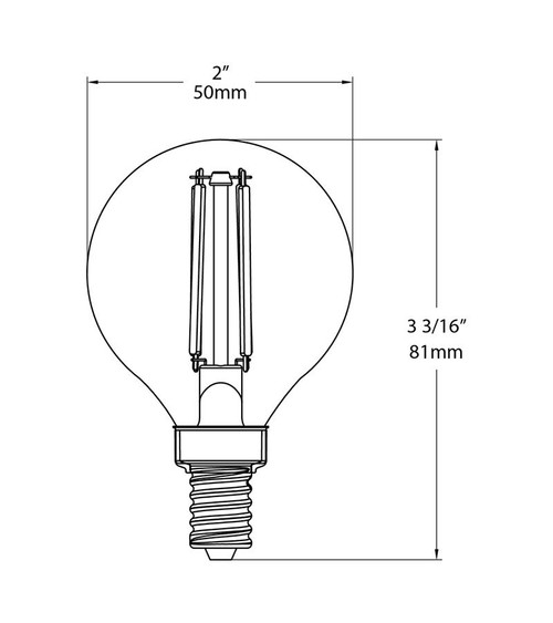 G16.5-3-E12-927-F-F Decorative 350 Lumens G16.5 3.8W Base E12 90CRI 2700K Filament