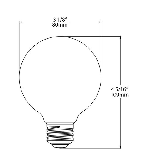 G25-3-E26-927-F-C Decorative 350 Lumens G25 3W Base E26 90CRI 2700K Filament Clear