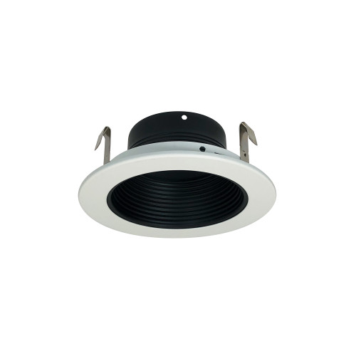 NS-41P 4" Black Stepped Phenolic Baffle Trim W/ White Plastic Ring