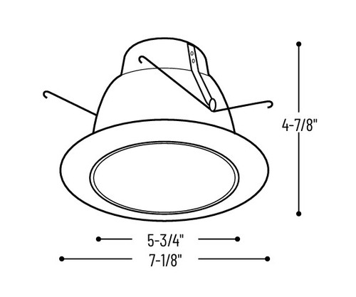 NTS-714C 6" Specular Clear Reflector W/ White Plastic Ring Line Drawing