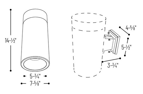 NYLD2-6S10135NNB 6" Cobalt Surface Mount Cylinder Black 1000L 3500K Natural Metal Line Drawing
