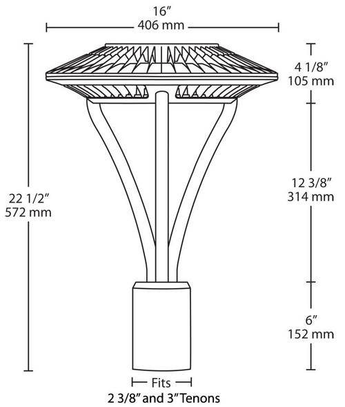 ALED5T26YWD10  Area Light Post Top 26W 3000K Warm Leddim Type V Clear Lens Roadway