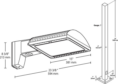 ALEDCMB1150W25P  Arealights 16839 Lumens ALED150 120V-277V 25FT ABK4-07 ALED3T150(1)