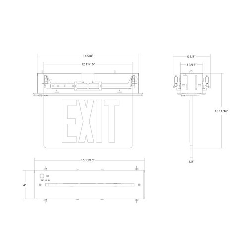 EXITEDGERE1  Recessed Edge-lit Exit Sign 1-FACE Red Letters Clear Panel Aluminum