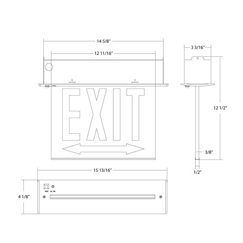 EXITEDGERE1WPWCH  Recessed Edge-lit Exit Sign 1-FACE No Arrows Red Letters White