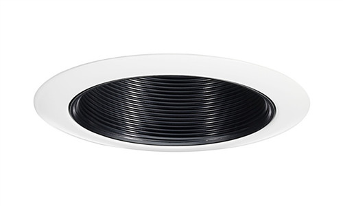 14B-WH  4" Line Voltage Baffle Downlight Trim, Black Baffle, White Trim