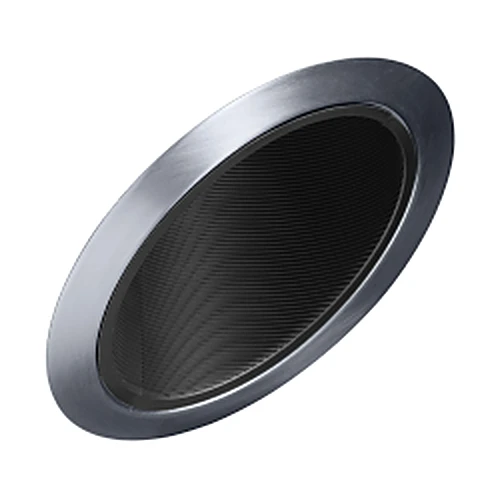604B-SC  6" Line Voltage, Fluorescent, Super Slope Ceiling Baffle Downlight Trim, Black Baffle, Satin Chrome Trim