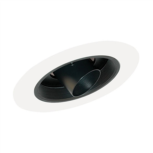 606B-WH  6" Line Voltage, Super Slope Ceiling Cylinder Spotlight Trim, Black Baffle, White Trim