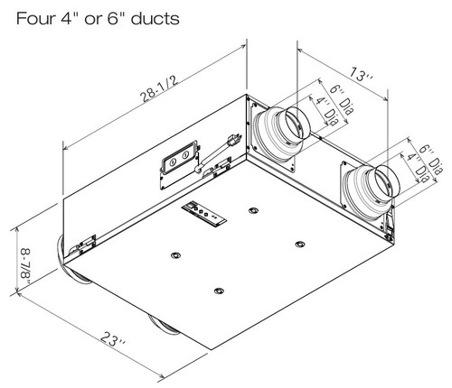 FV-10VE2 Intelli-Balance® 100Intelli-Balance 100 - Temperate Climate ERV Line Drawing