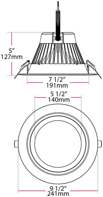 C8R33930UNVW Recessed Downlights 3035 Lumens Commercial 33W 8 Inches Round