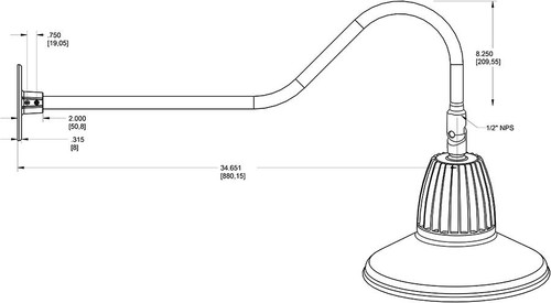 GN2LED26NRSTS Decorative 1604 LUM Gooseneck 26W 4000K 35 Inches Arm Straight