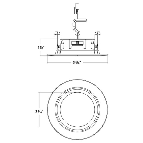 R34-4/BP Recessed 4" Round E26 7.5W 5CCT CRI90 Smooth 12PACK Line Drawing