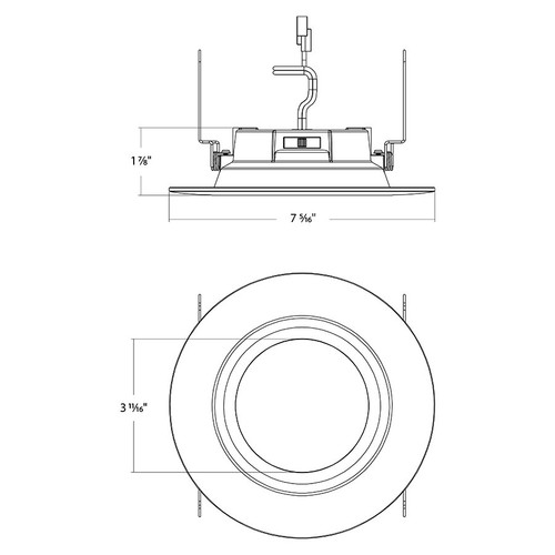 R34-6/BP Recessed 6" Round E26 10W 5CCT CRI90 Smooth 12PACK Line Drawing