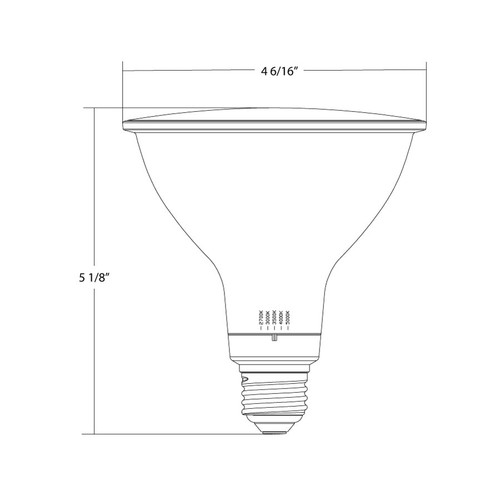 PAR38FA-13.5-9CCT-40D-DIM PAR38 5CCT FA 40D 1200LM 90WEQ 120V Dim Line Drawing