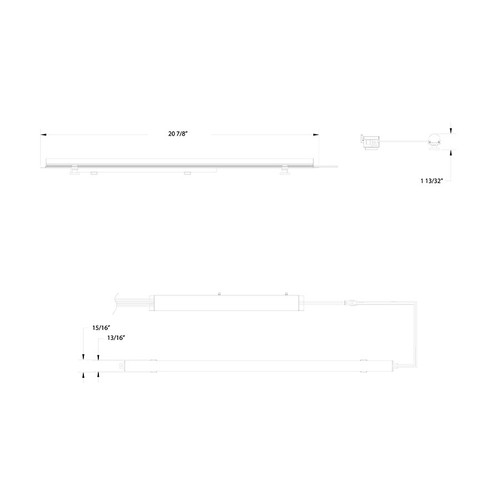 RLB-2C Retrofit Light Bar 1X2FT 20/15/10W 3000/3500/4000/5000/6500K Line Drawing
