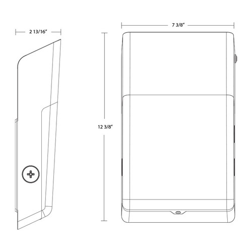 WPTW Tallpack 40/25/15W 3000/4000/5000K Wht Line Drawing