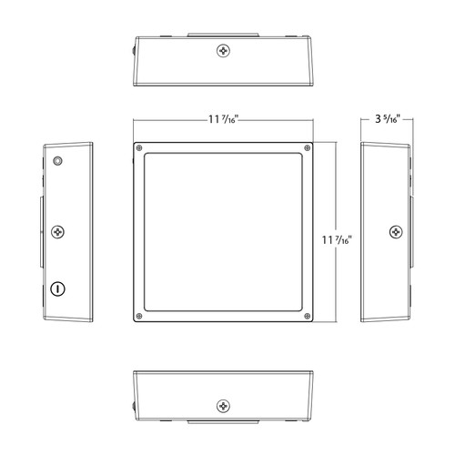 VAN34-60FFRW/480 VAN34 60/50/40W 3000/4000/5000K 480V Flat Frosted Lens Wht Line Drawing
