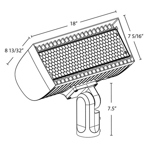 FXLEDMB33SF/7PR Floodlights 346/213W 4000/5000K 3HX3V Slipfitter 7PIN Recptacle Line Drawing