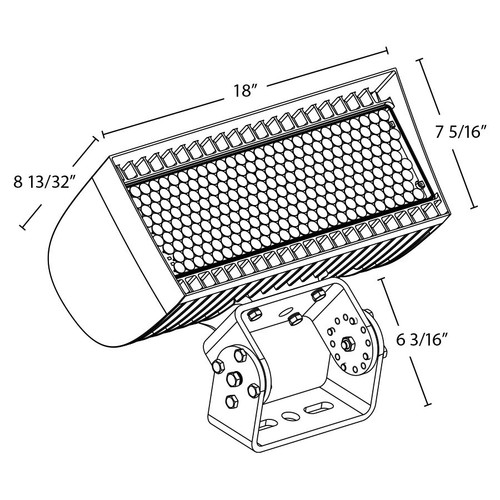 FXLEDMB55TW/480/7PR Floodlights 346/213W 4000/5000K 5HX5V 480V Trunnion 7PIN Recptacle Line Drawing