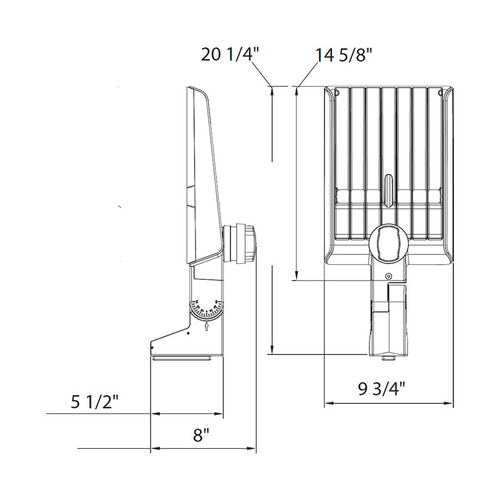 A22-100B/480/LCBS/MVS A22 100/80/60W 3000/4000/5000K Type III Pole Mount 480V 7PRS Blk Line Drawing