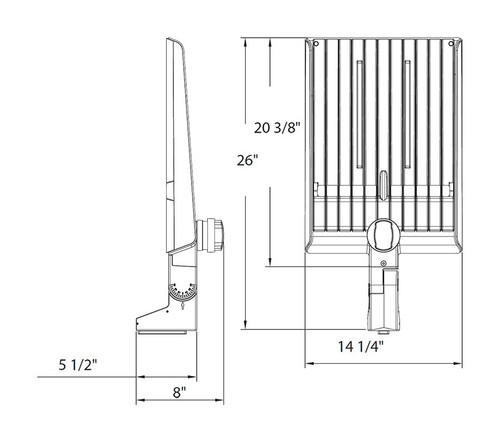 A22-4T320W/480/LCBS A22 320/280/250W 3000/4000/5000K Type IV Pole Mount 480V 7PRS Wht Line Drawing